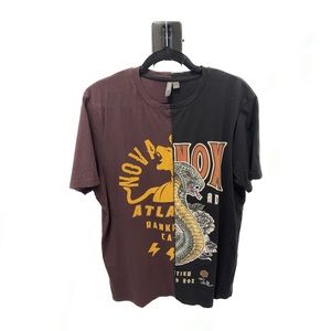 ASOS Men's Large Burgundy/Black Colorblock Graphic Short Sleeve T-Shirt